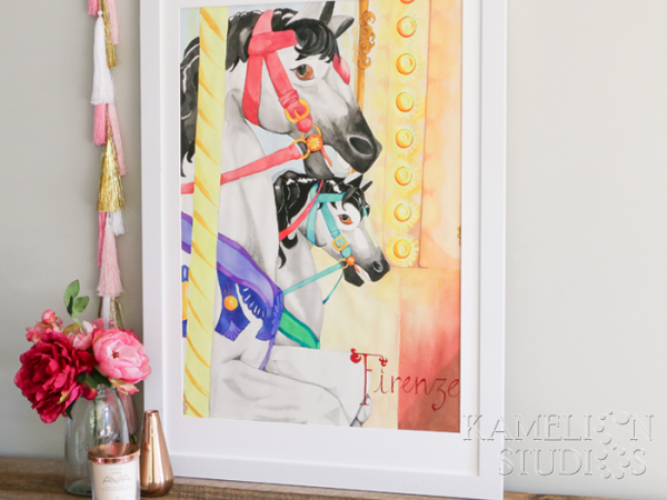 Watercolour carousel horses by Kamelion Studios