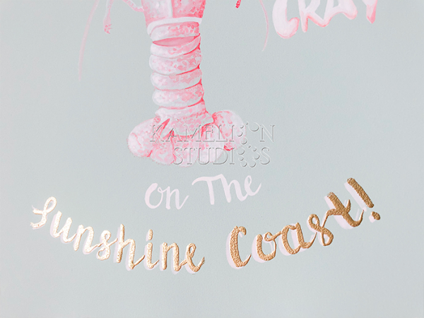Watercolour Sunshine Coast lobster painting by Kamelion Studios