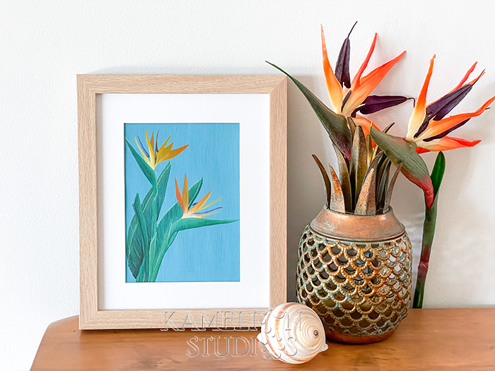 Blue Bird of Paradise watercolour painting - A5