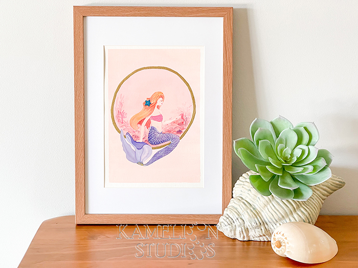 A4 Watercolour Mermaid original painting by Kamelion Studios