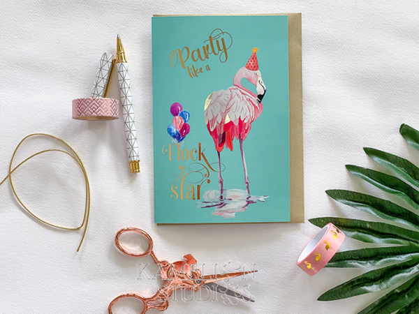 Flamingo birthday card