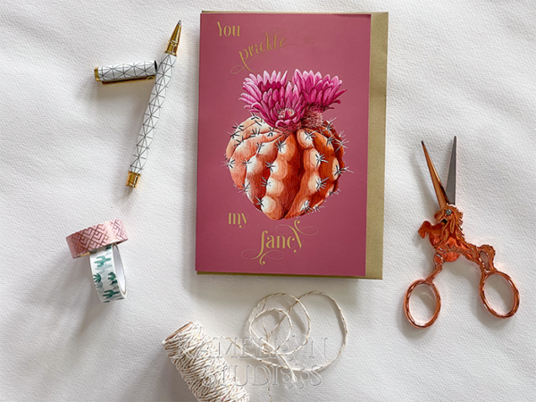 Pin Cushion cactus greeting card