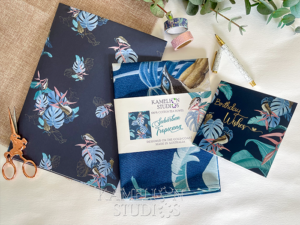 Honey Eater gift wrap tea towel and card pack