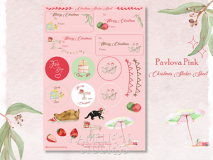 Pavlova Pink Christmas Sticker Sheet
