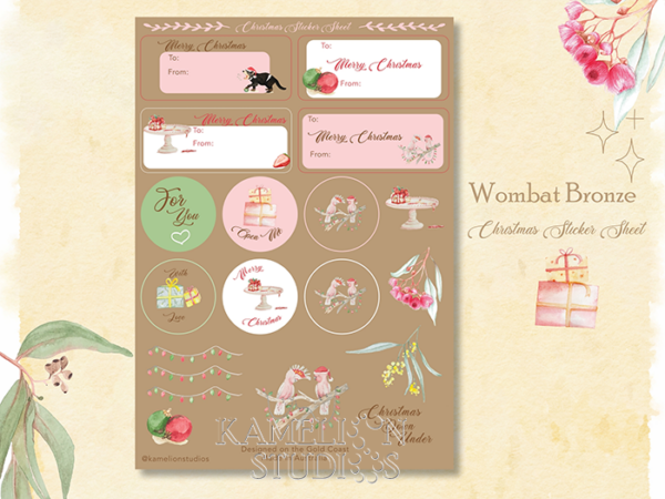 Christmas Stickers - Wombat Bronze