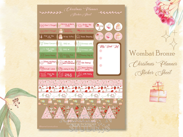 Planner Sticker Sheet - Wombat Bronze